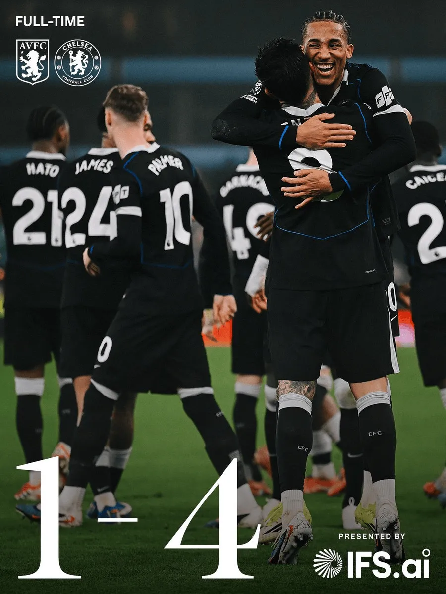 咪咕体育直播-维拉1-4切尔西全场数据：控球率43%-57%，射门9-15，射正4-8